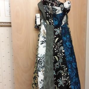 Anthro Brocade Mixed Media Floral Dress New Tags